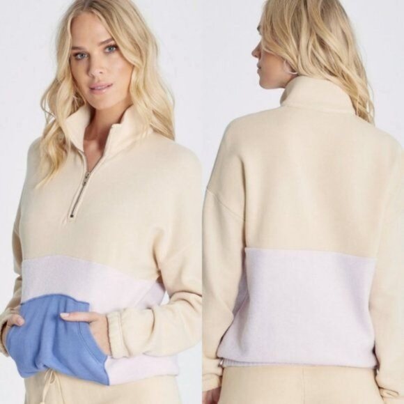 Wildfox Lea Colorblock zipper sweatshirt Women's Size medium Super cozy Great Sp - Picture 4 of 8